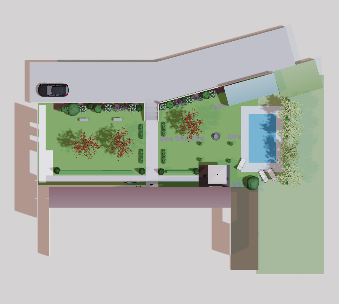 Top-down garden design view
