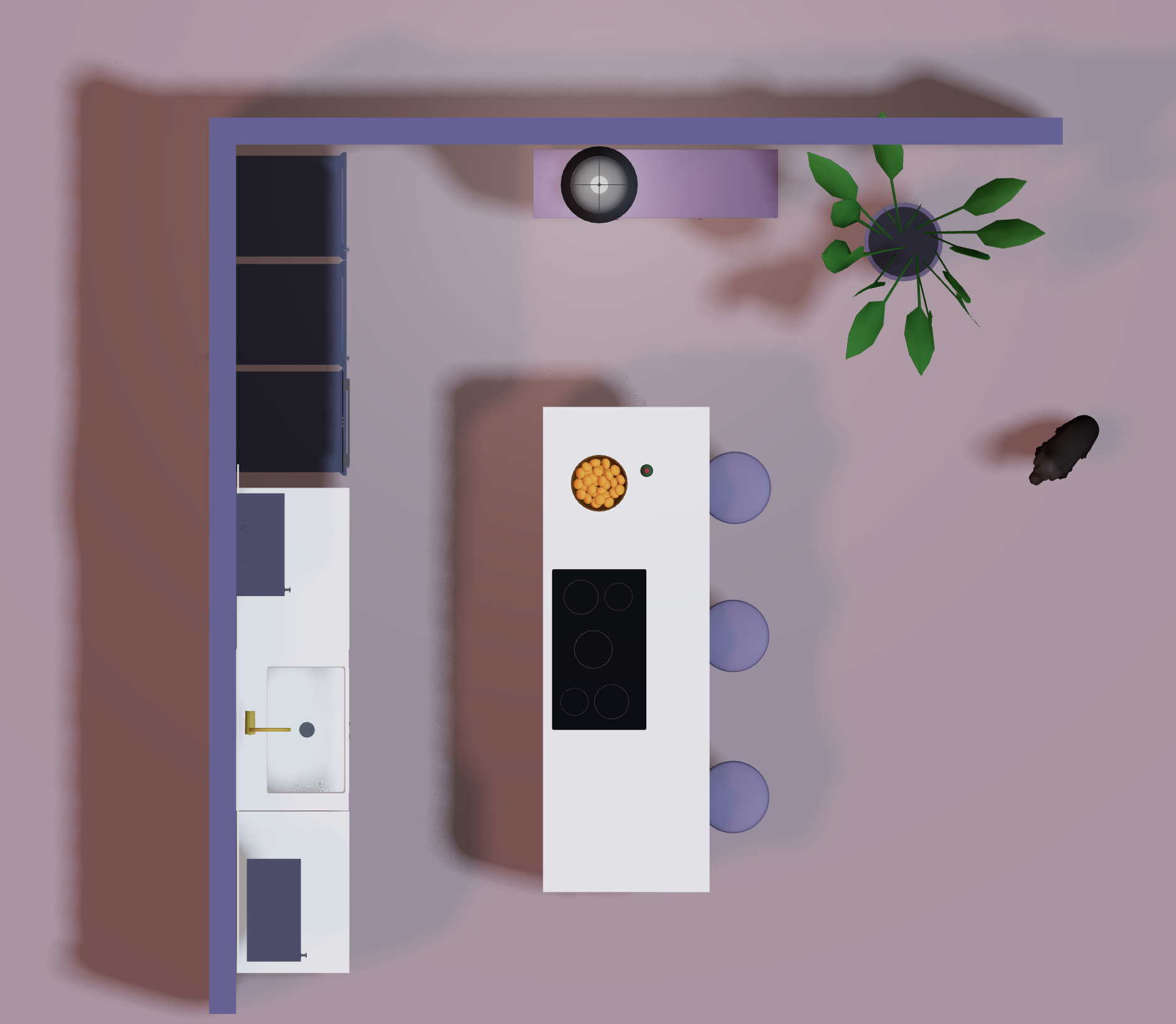 Kitchen layout top-down plan view
