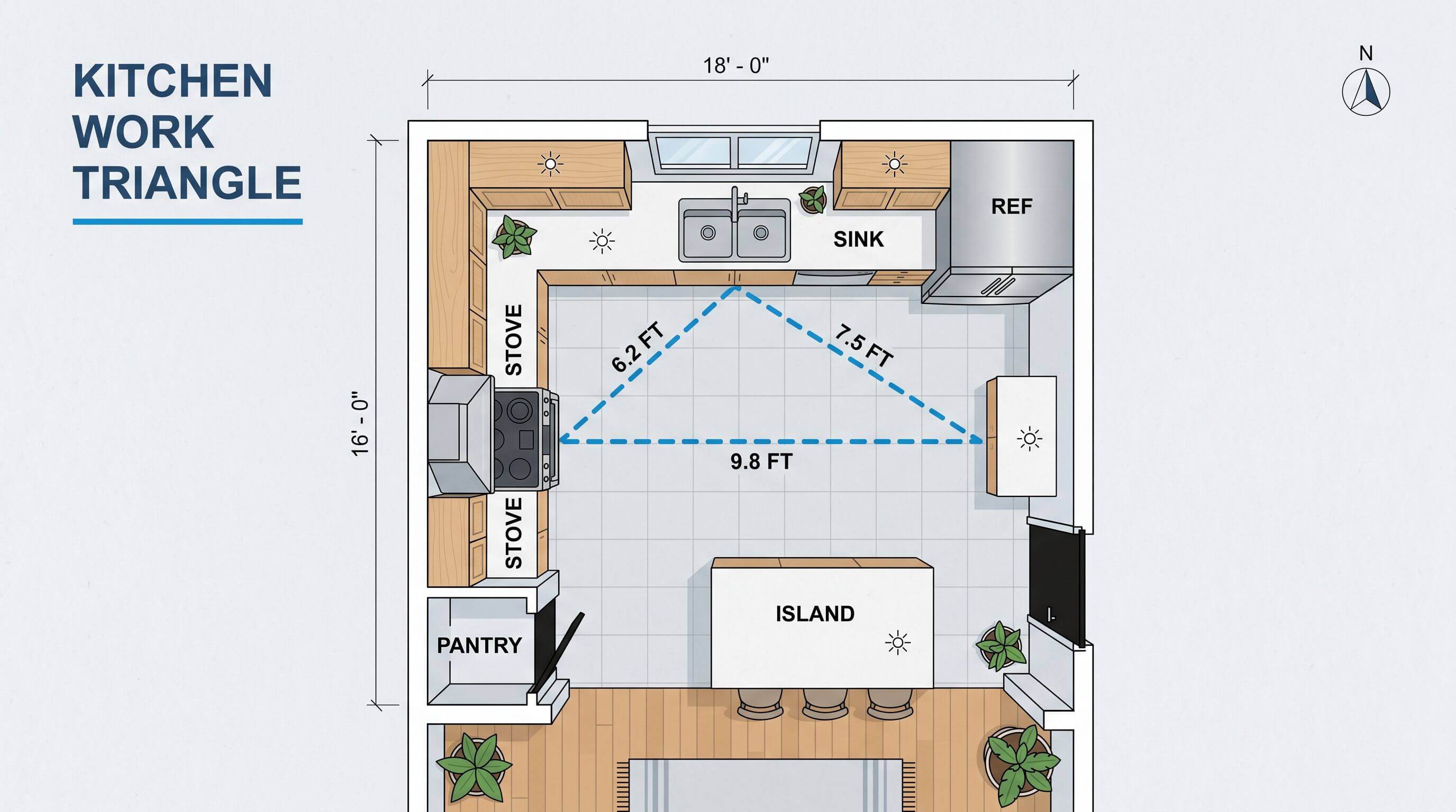 Kitchen Work Triangle Explained (Layout Examples)